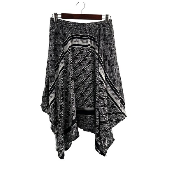 Lapis Womens Black & White Handkerchief Hem Skirt M Asymmetrical Festival Boho - Picture 1 of 8